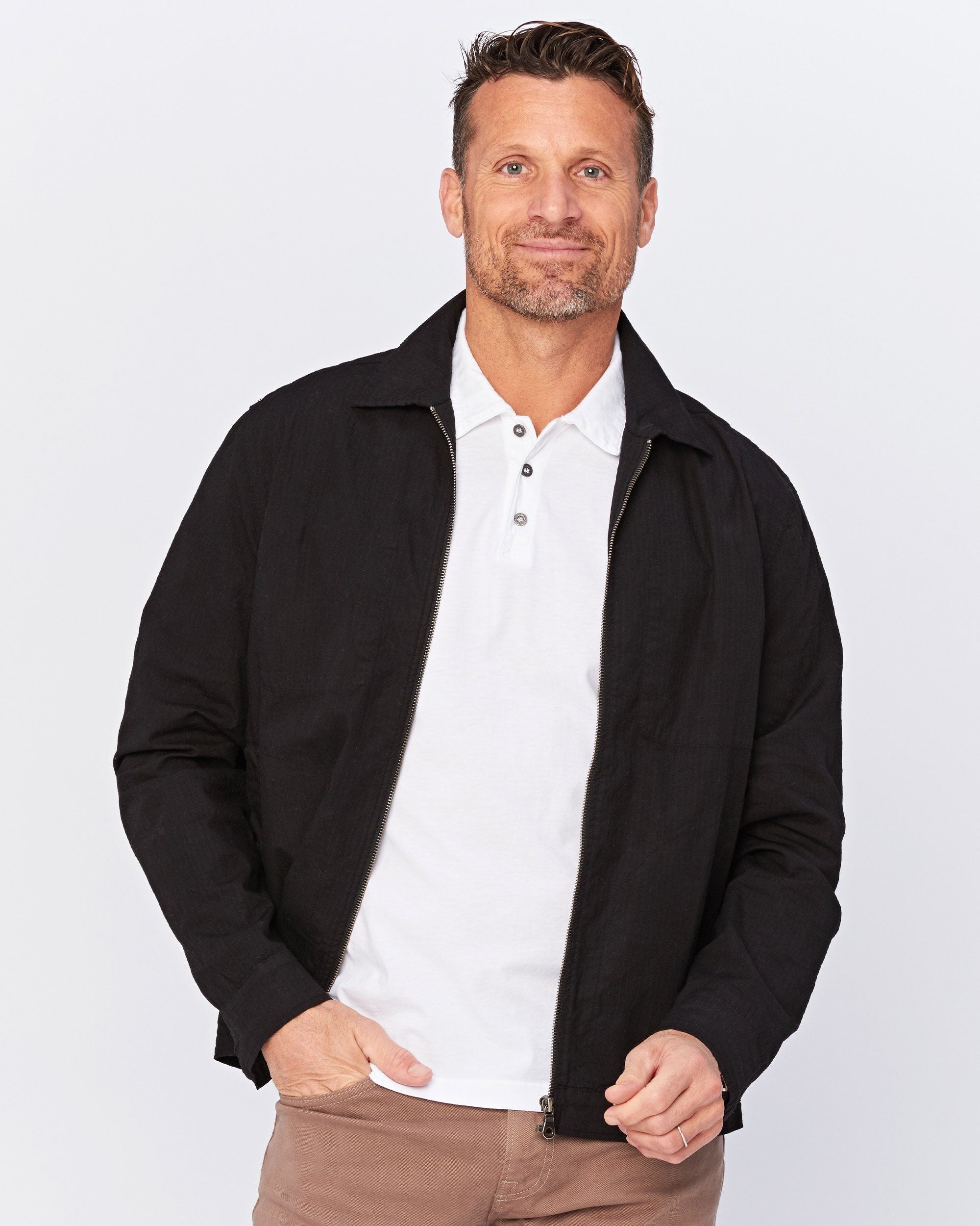 Agave Denim Vineyard Zip Up Jacket in Black