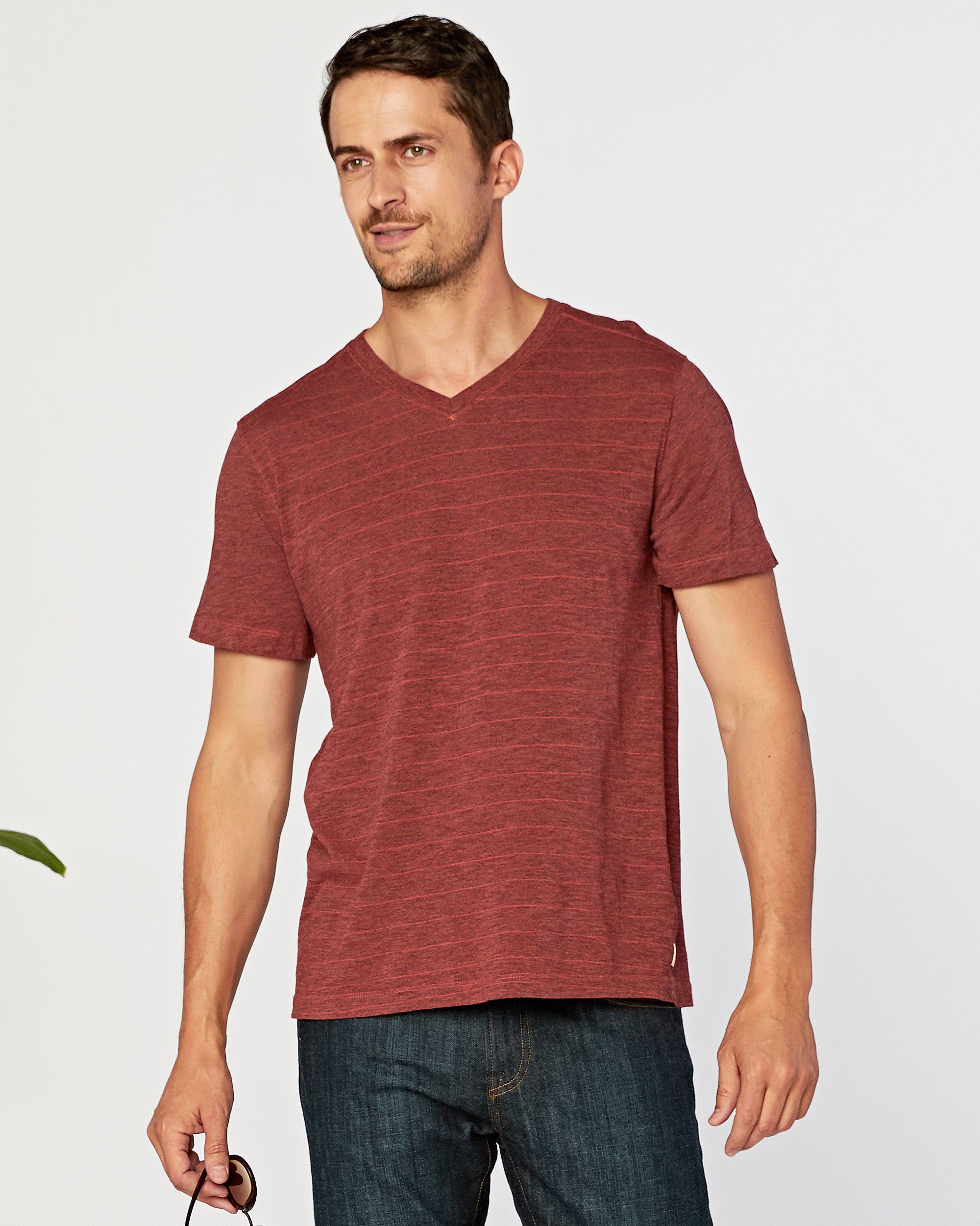 Agave Denim Hal Short Sleeve Vee in Red