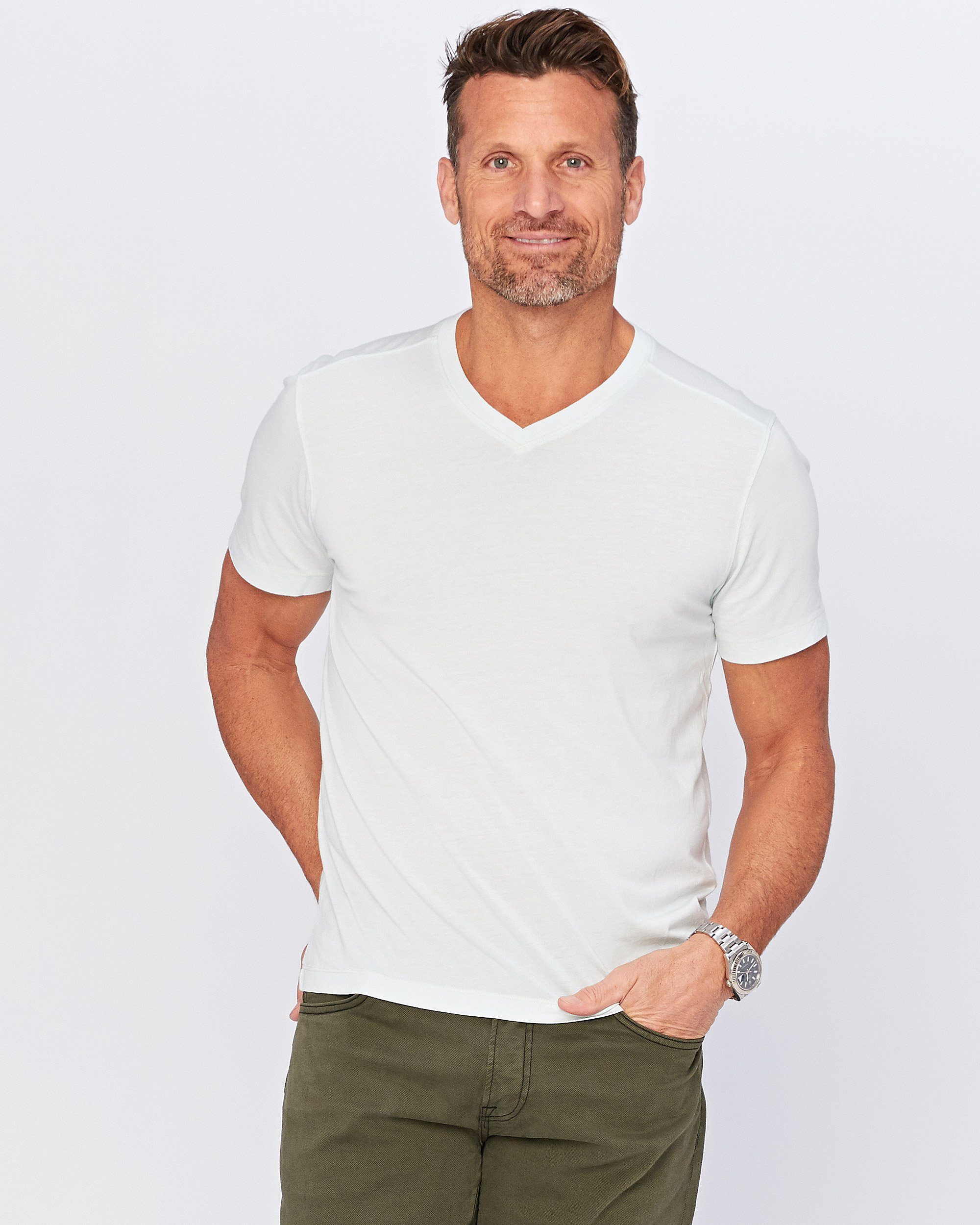 Agave Denim Kerbox Short Sleeve V-Neck in Blue