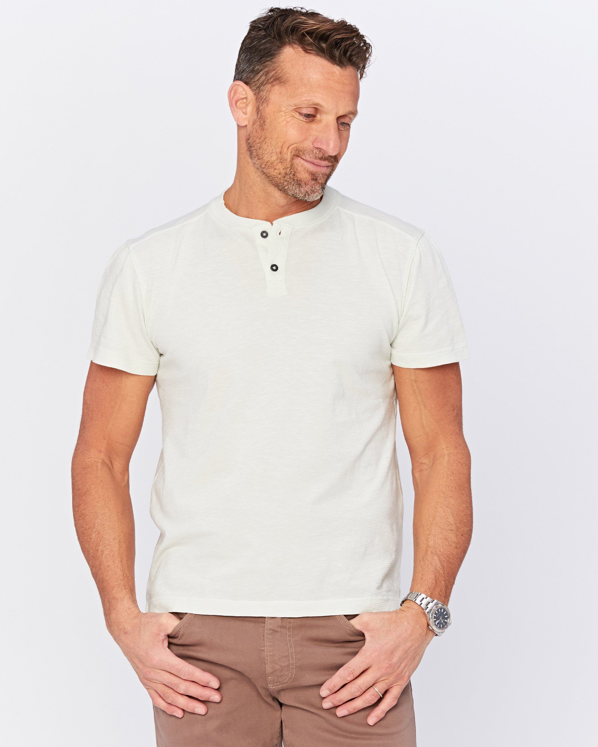Miki Short Sleeve Henley – Agave Denim