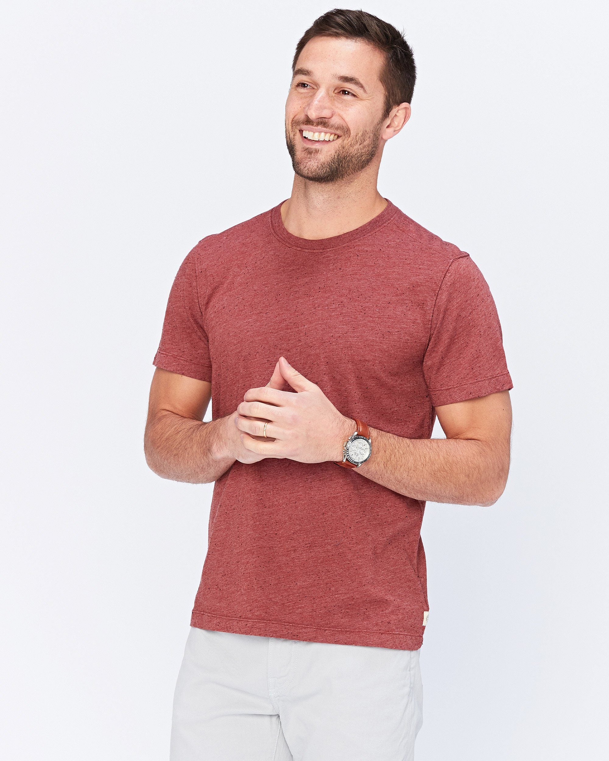 Agave Denim Sideshore Short Sleeve Crew in Red