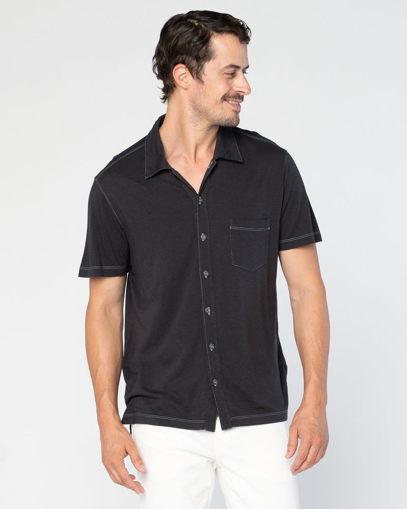 Fort Point Full-Button Polo Agave Denim Fort Point Full-Button Polo Agave Denim