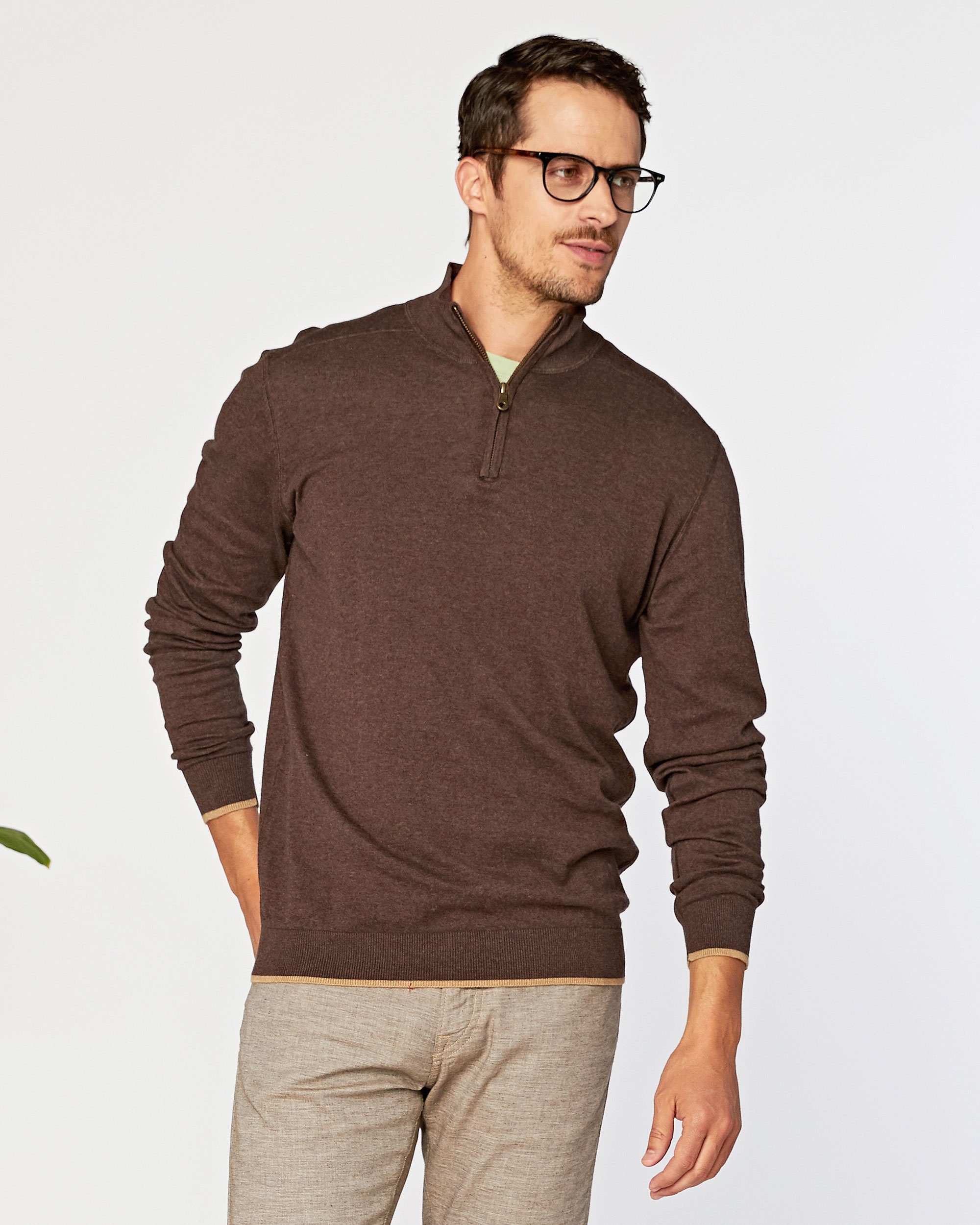 Agave Denim Latitude Supima 1/4 Zip in Brown