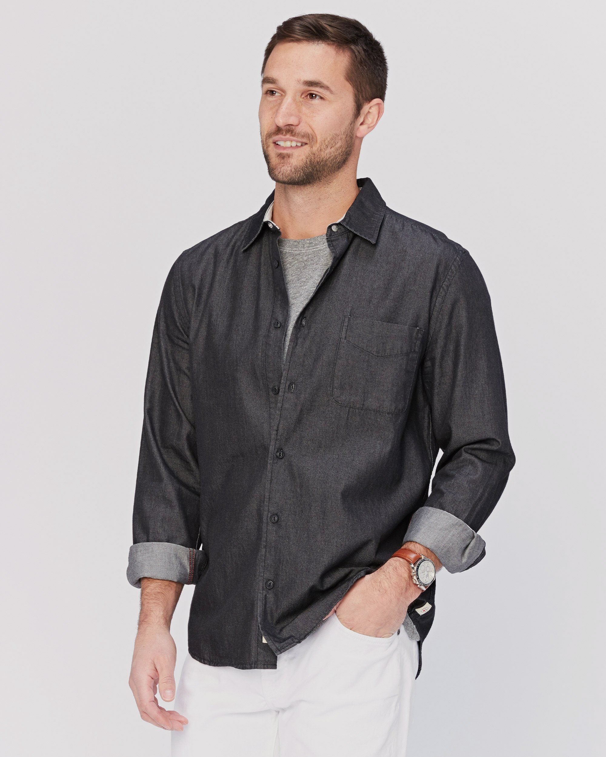 Agave Denim Sendai Long Sleeve Button Up in Black