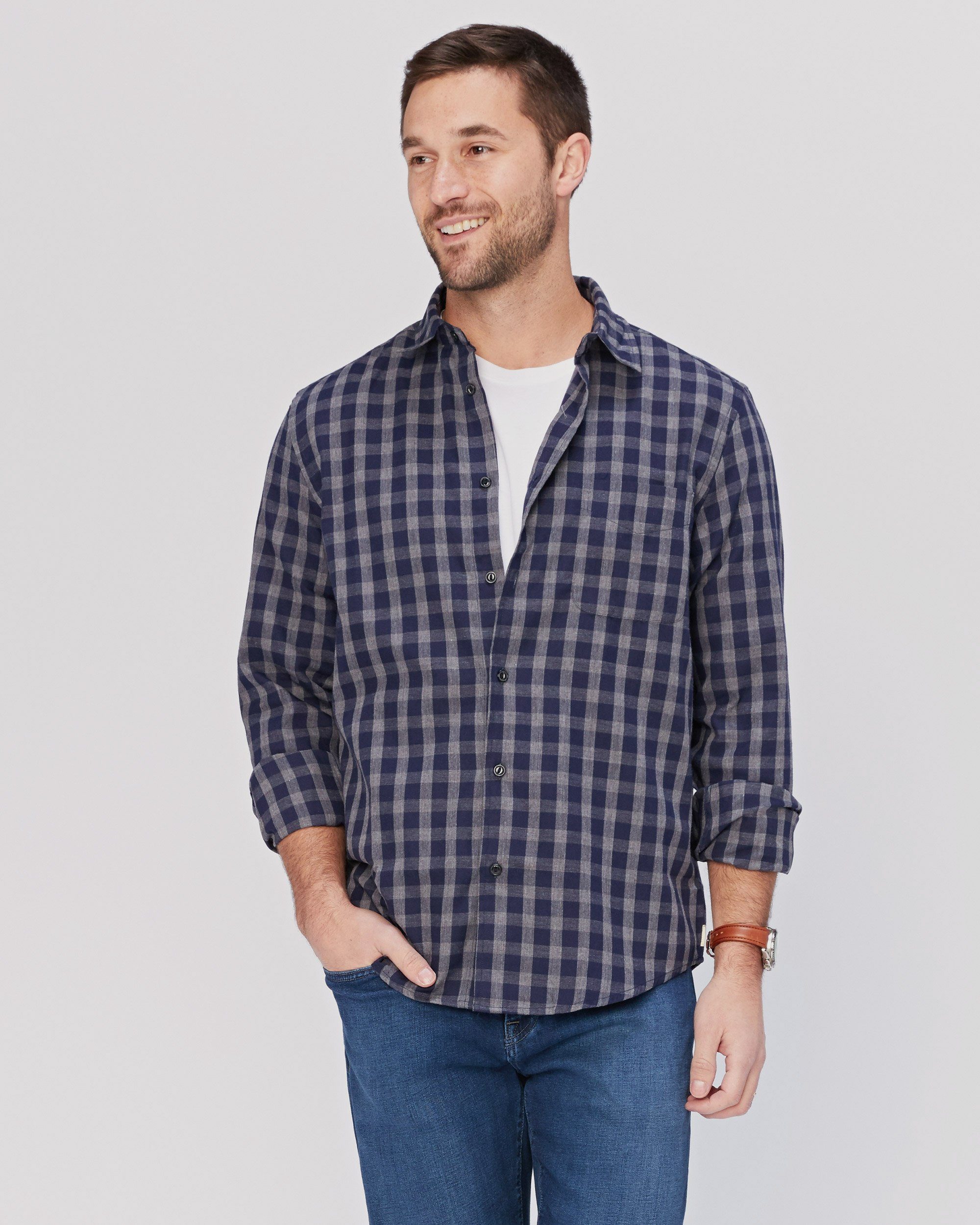 Agave Denim Hartley Plaid Button Up in Blue