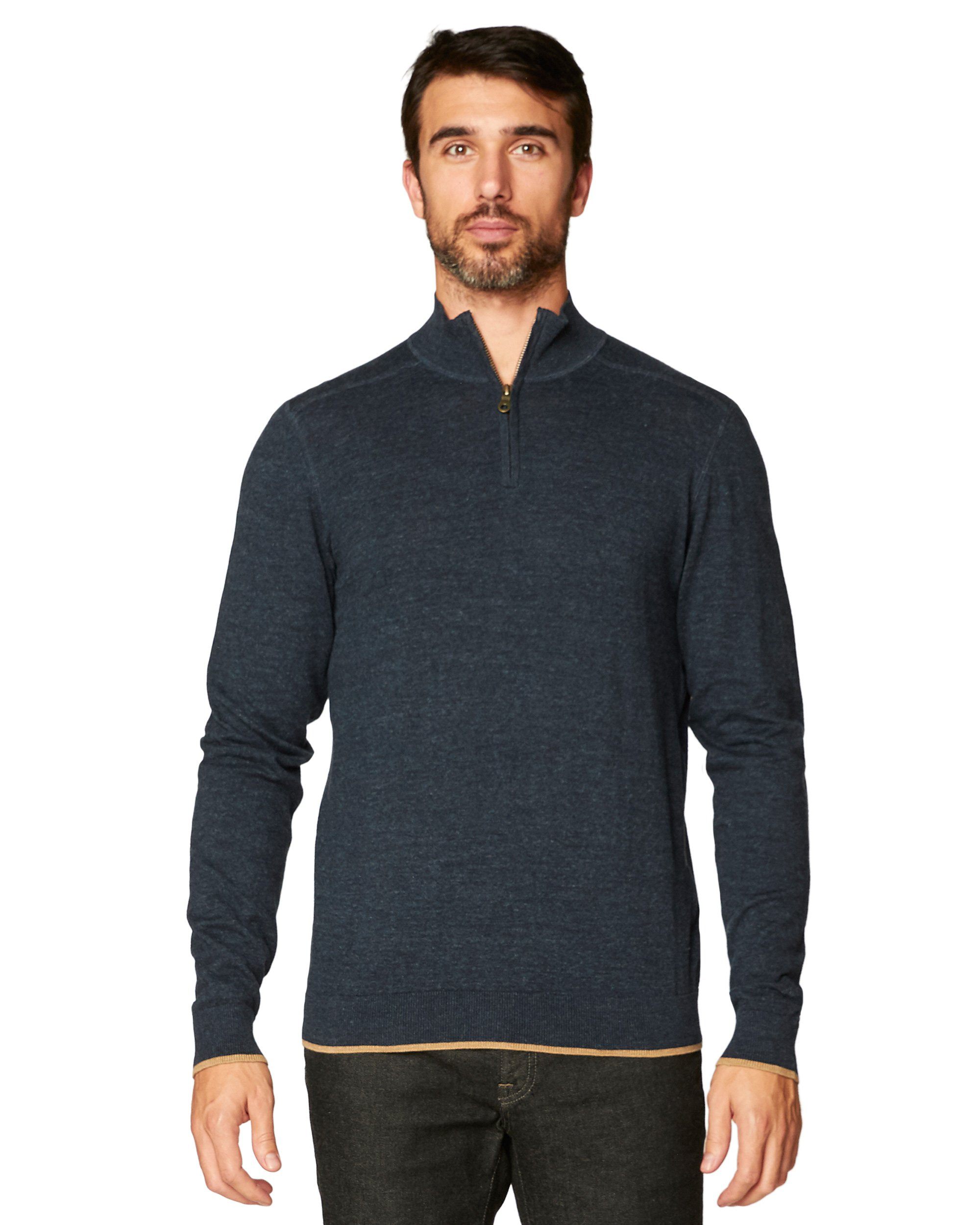 Agave Denim Latitude Supima 1/4 Zip in Blue